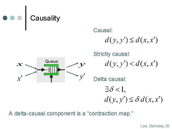 Causality Causal: Strictly causal: Delta causal: A delta-causal component is a “contraction map. ”