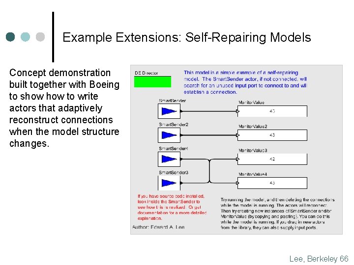 Example Extensions: Self-Repairing Models Concept demonstration built together with Boeing to show to write
