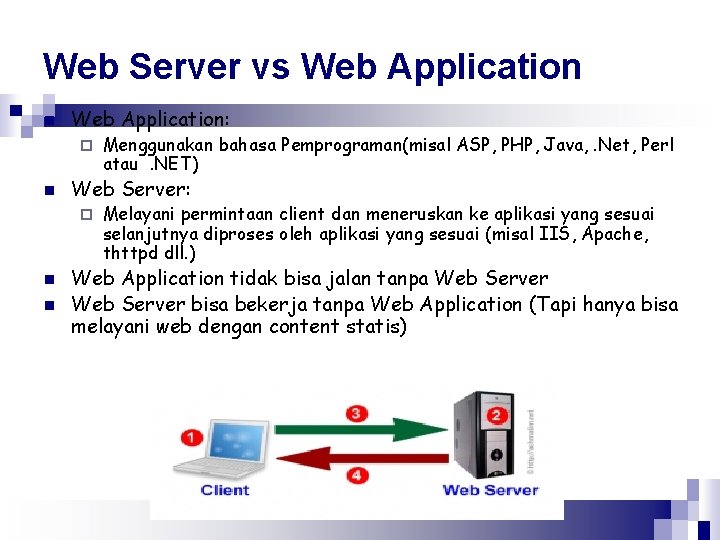 Web Server vs Web Application n Web Application: ¨ n Web Server: ¨ n