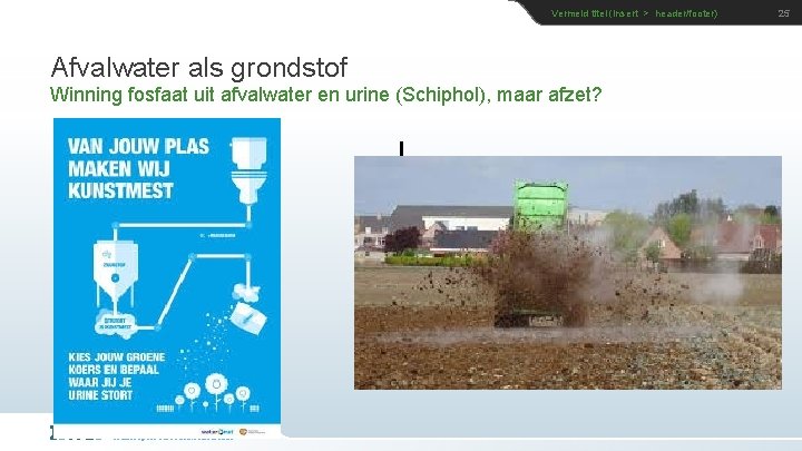 Vermeld titel (insert > header/footer) Afvalwater als grondstof Winning fosfaat uit afvalwater en urine