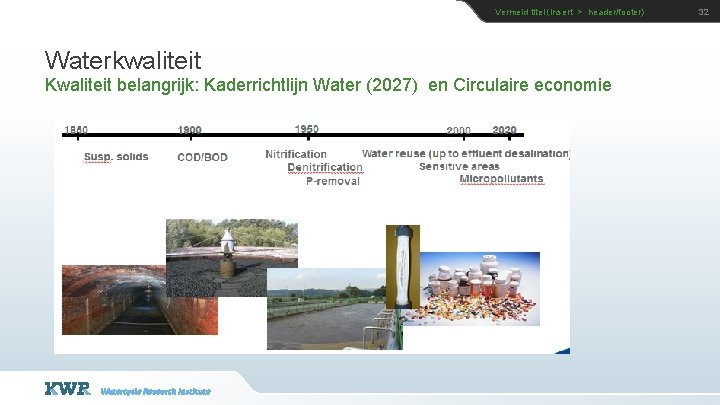 Vermeld titel (insert > header/footer) Waterkwaliteit Kwaliteit belangrijk: Kaderrichtlijn Water (2027) en Circulaire economie