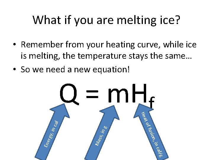 What if you are melting ice? • Remember from your heating curve, while ice