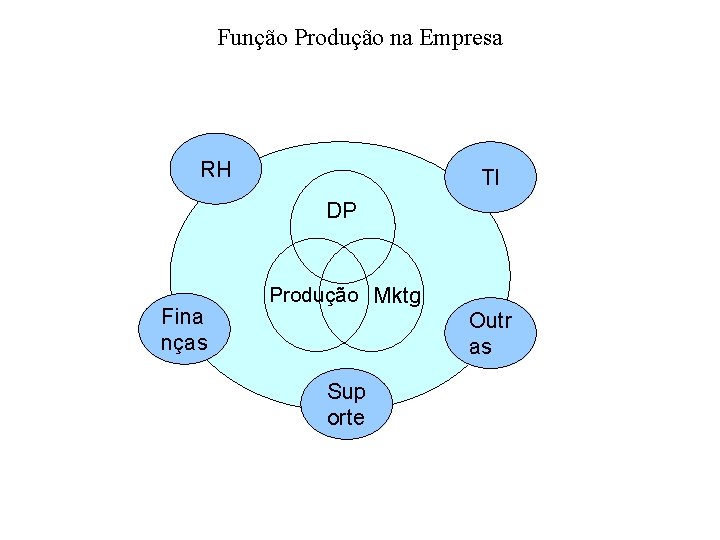 Função Produção na Empresa RH TI DP Fina nças Produção Mktg Outr as Sup