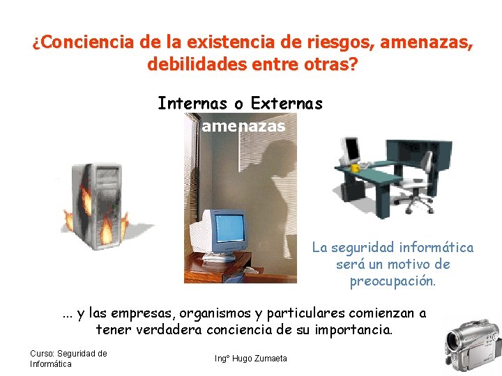 ¿Conciencia de la existencia de riesgos, amenazas, debilidades entre otras? Internas o Externas amenazas