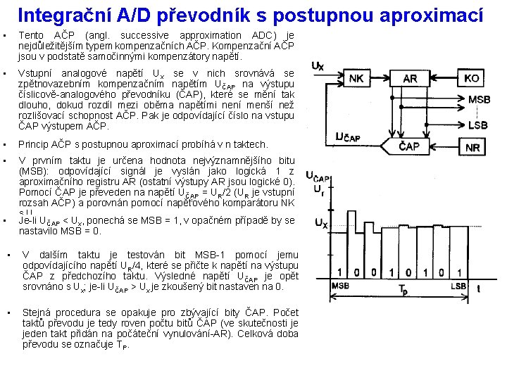 Integrační A/D převodník s postupnou aproximací • Tento AČP (angl. successive approximation ADC) je