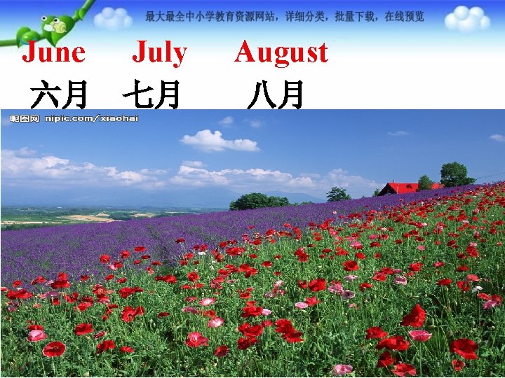 June July 六月 七月 August 八月 