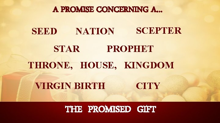 A PROMISE CONCERNING A… SEED NATION STAR SCEPTER PROPHET THRONE, HOUSE, KINGDOM VIRGIN BIRTH