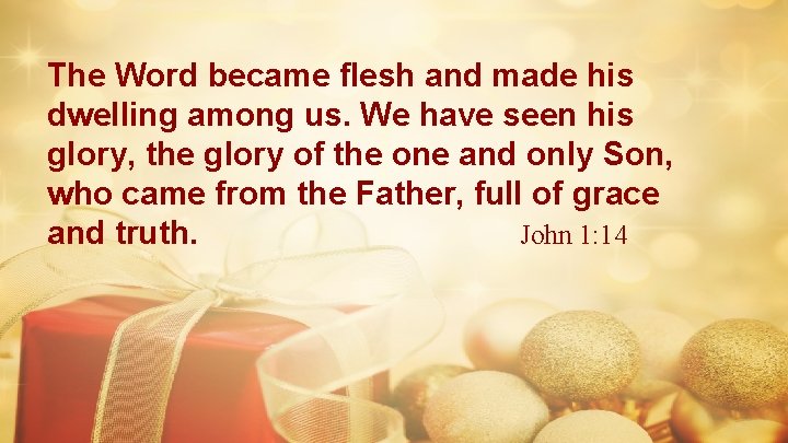 The Word became flesh and made his dwelling among us. We have seen his