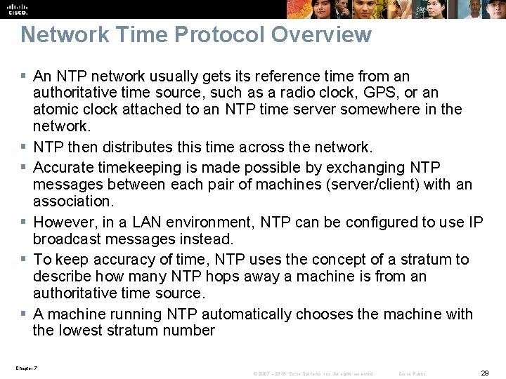 Network Time Protocol Overview § An NTP network usually gets its reference time from
