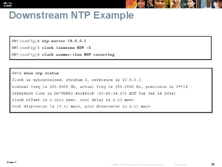 Downstream NTP Example Chapter 7 © 2007 – 2016, Cisco Systems, Inc. All rights