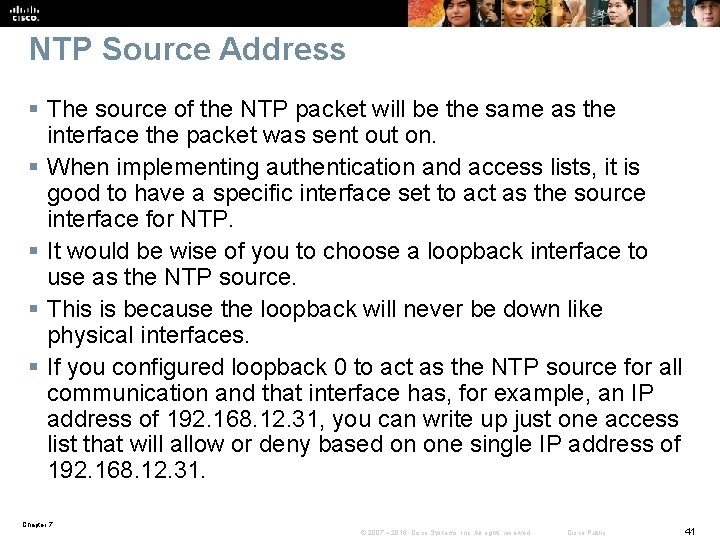NTP Source Address § The source of the NTP packet will be the same