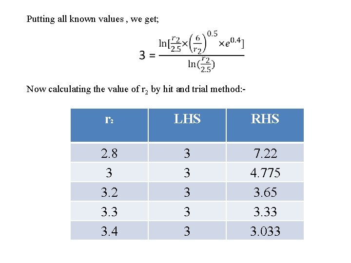 Putting all known values , we get; Now calculating the value of r 2 Putting all known values , we get; Now calculating the value of r 2