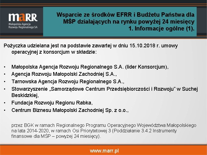 Wsparcie ze środków EFRR i Budżetu Państwa dla MŚP działających na rynku powyżej 24