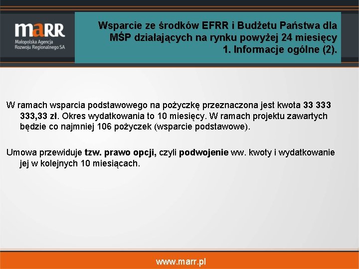 Wsparcie ze środków EFRR i Budżetu Państwa dla MŚP działających na rynku powyżej 24