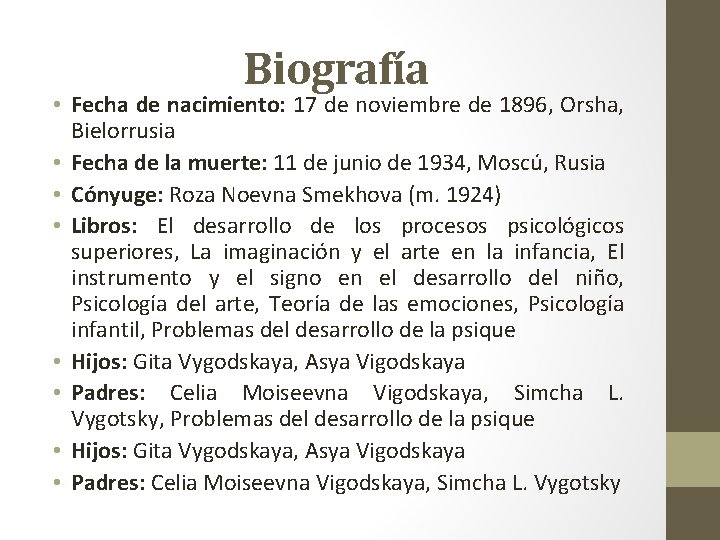 Biografía • Fecha de nacimiento: 17 de noviembre de 1896, Orsha, Bielorrusia • Fecha