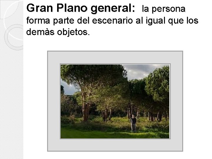 Gran Plano general: la persona forma parte del escenario al igual que los demàs Gran Plano general: la persona forma parte del escenario al igual que los demàs