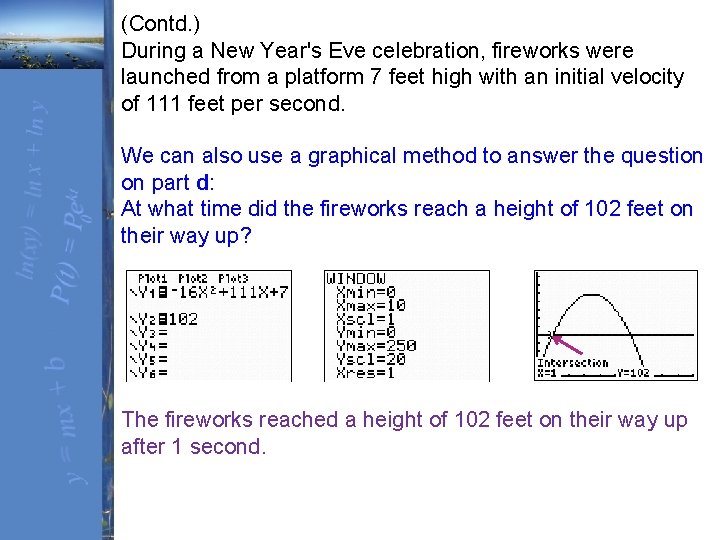 (Contd. ) During a New Year's Eve celebration, fireworks were launched from a platform