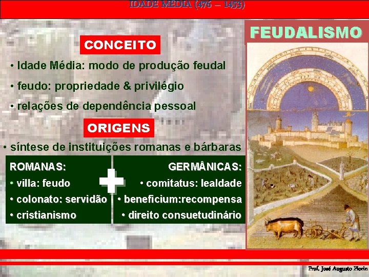IDADE MÉDIA (476 – 1453) FEUDALISMO CONCEITO • Idade Média: modo de produção feudal IDADE MÉDIA (476 – 1453) FEUDALISMO CONCEITO • Idade Média: modo de produção feudal
