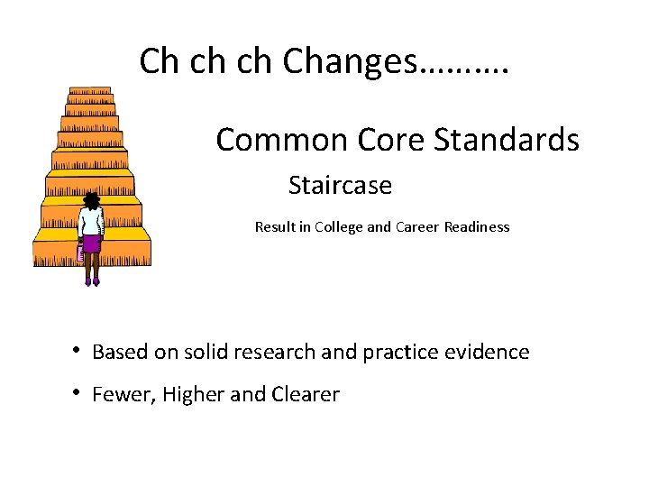 Ch ch ch Changes………. Common Core Standards Staircase Result in College and Career Readiness