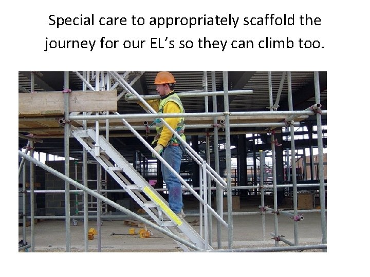 Special care to appropriately scaffold the journey for our EL’s so they can climb