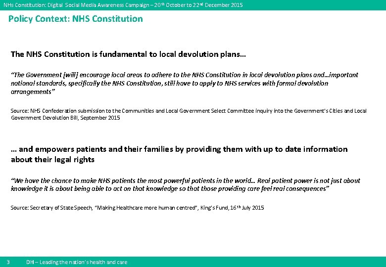 NHs Constitution: Digital Social Media Awareness Campaign – 20 th October to 22 nd