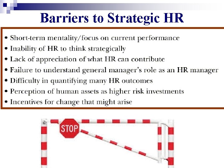 Barriers to Strategic HR 