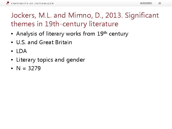 10/03/2021 10 Jockers, M. L. and Mimno, D. , 2013. Significant themes in 19