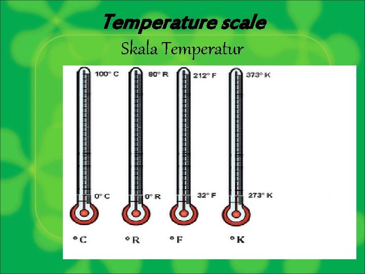 Temperature scale Skala Temperatur 