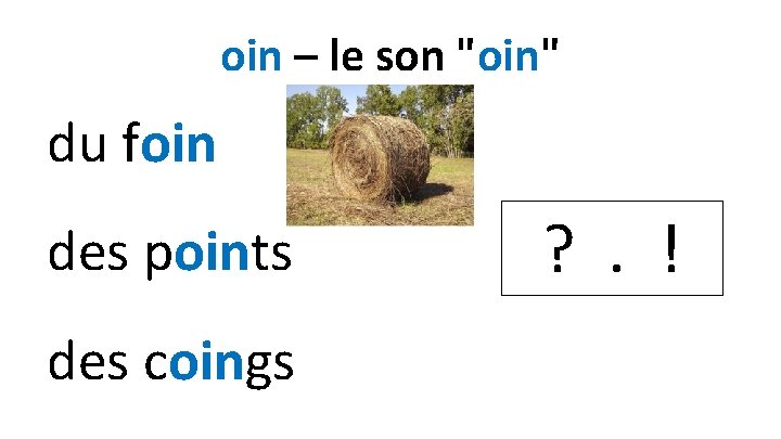 oin – le son "oin" du foin des points des coings ? . !