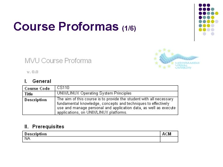 Course Proformas (1/6) 