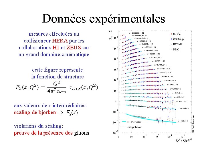 Données expérimentales mesures effectuées au collisioneur HERA par les collaborations H 1 et ZEUS