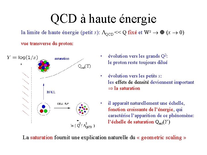 QCD à haute énergie la limite de haute énergie (petit x): QCD << Q