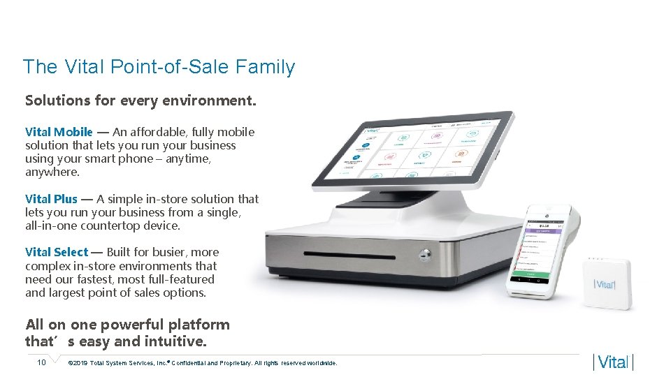 The Vital Point-of-Sale Family Solutions for every environment. Vital Mobile — An affordable, fully