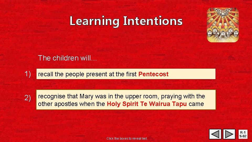 Learning Intentions The children will… 1) recall the people present at the first Pentecost