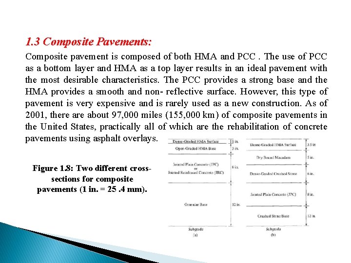 1. 3 Composite Pavements: Composite pavement is composed of both HMA and PCC. The