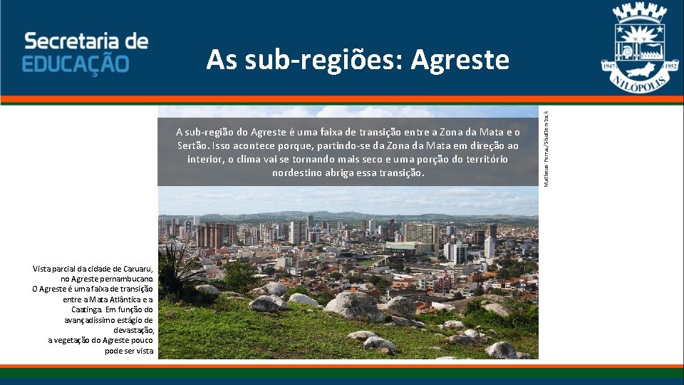 A sub-região do Agreste é uma faixa de transição entre a Zona da Mata A sub-região do Agreste é uma faixa de transição entre a Zona da Mata