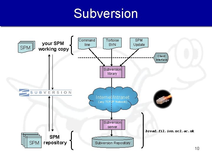 Subversion SPM your SPM working copy Command line Tortoise SVN SPM Update Client interface