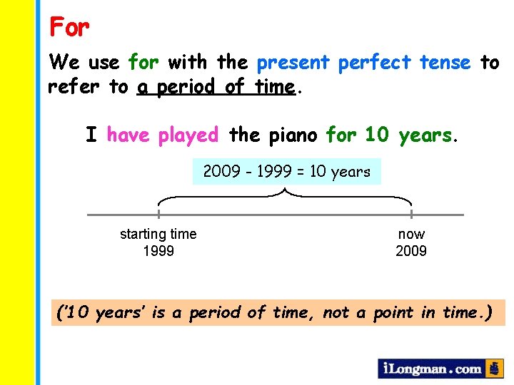 For We use for with the present perfect tense to refer to a period