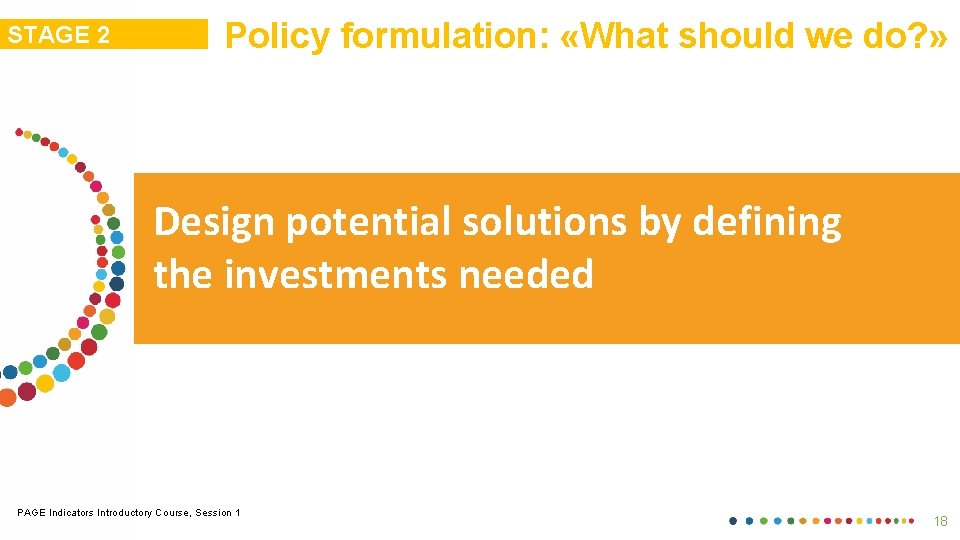 STAGE 2 Policy formulation: «What should we do? » Design potential solutions by defining