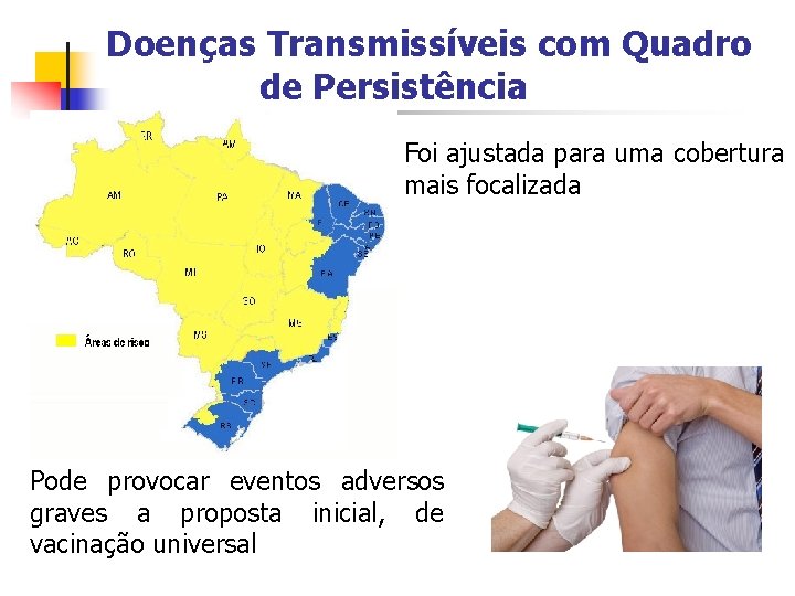 Doenças Transmissíveis com Quadro de Persistência Foi ajustada para uma cobertura mais focalizada Pode