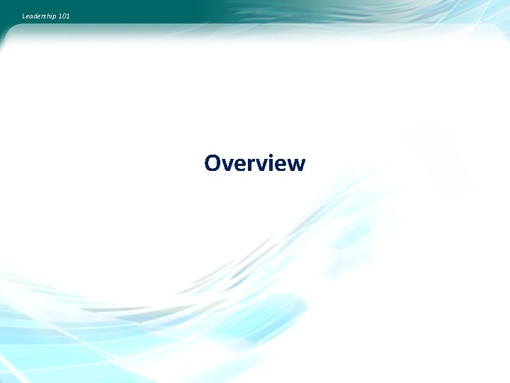 Leadership 101 Overview 