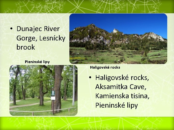  • Dunajec River Gorge, Lesnícky brook Pieninské lipy Haligovské rocks • Haligovské rocks,