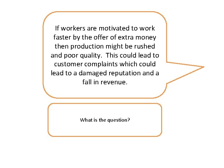 If this is the answer, what is the question? If workers are motivated to