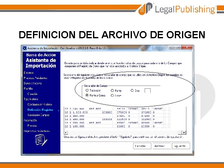 DEFINICION DEL ARCHIVO DE ORIGEN 