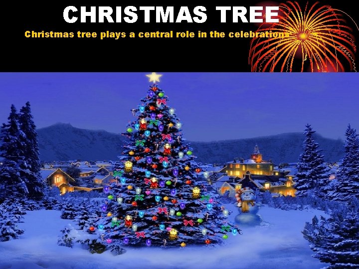 CHRISTMAS TREE Christmas tree plays a central role in the celebrations 