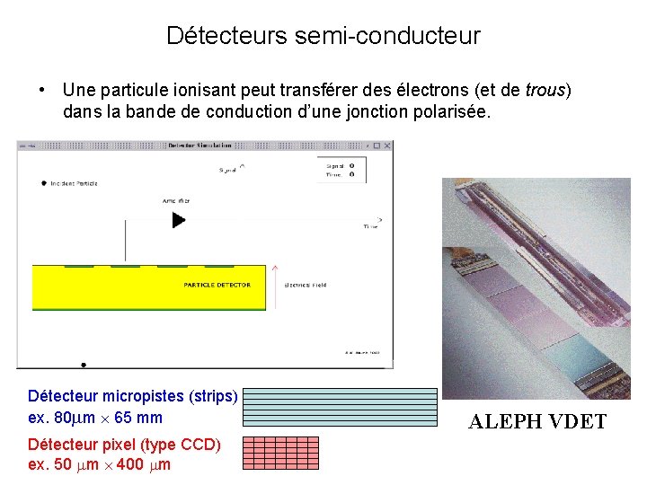 Détecteurs semi-conducteur • Une particule ionisant peut transférer des électrons (et de trous) dans Détecteurs semi-conducteur • Une particule ionisant peut transférer des électrons (et de trous) dans