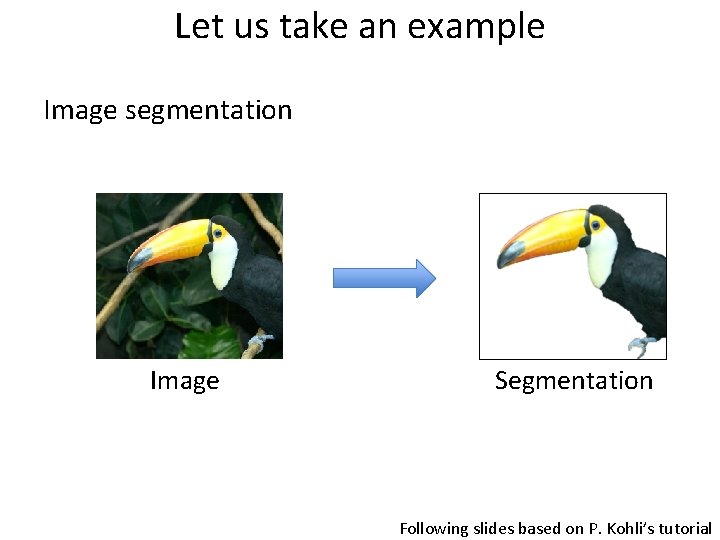 Let us take an example Image segmentation Image Segmentation Following slides based on P.