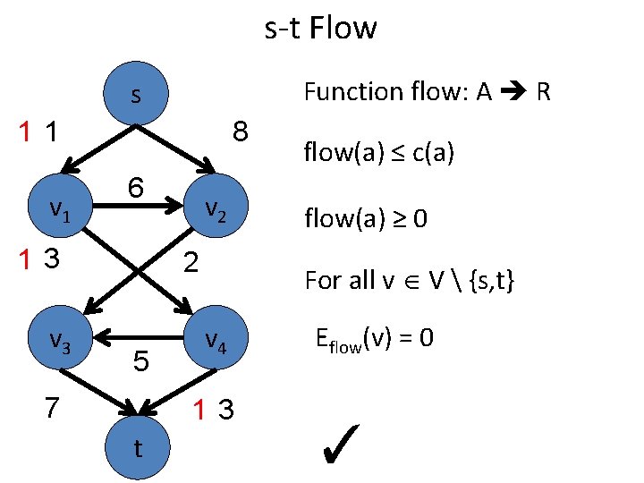 s-t Flow Function flow: A R s 11 v 1 8 6 13 v