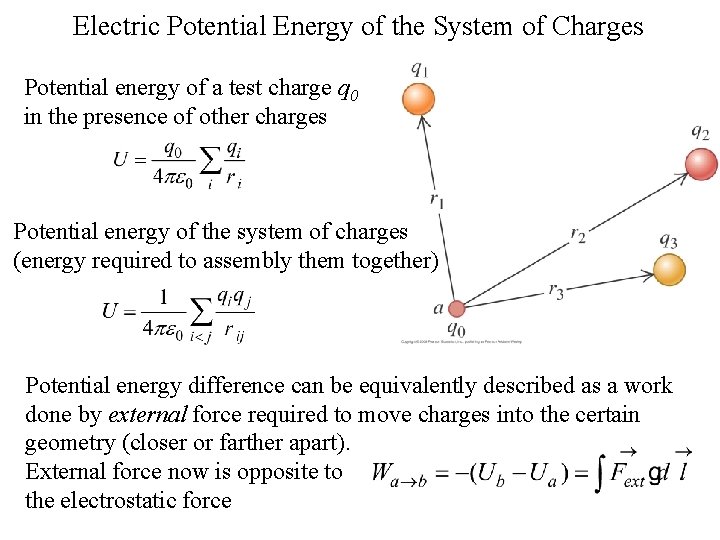 Electric Potential Energy of the System of Charges Potential energy of a test charge