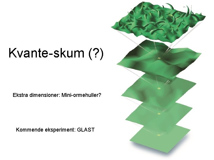 Kvante-skum (? ) Ekstra dimensioner: Mini-ormehuller? Kommende eksperiment: GLAST 
